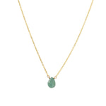 Blue Grandidierite Pear Cable Chain Necklace 14k Gold Filled, Blue Grandidierite