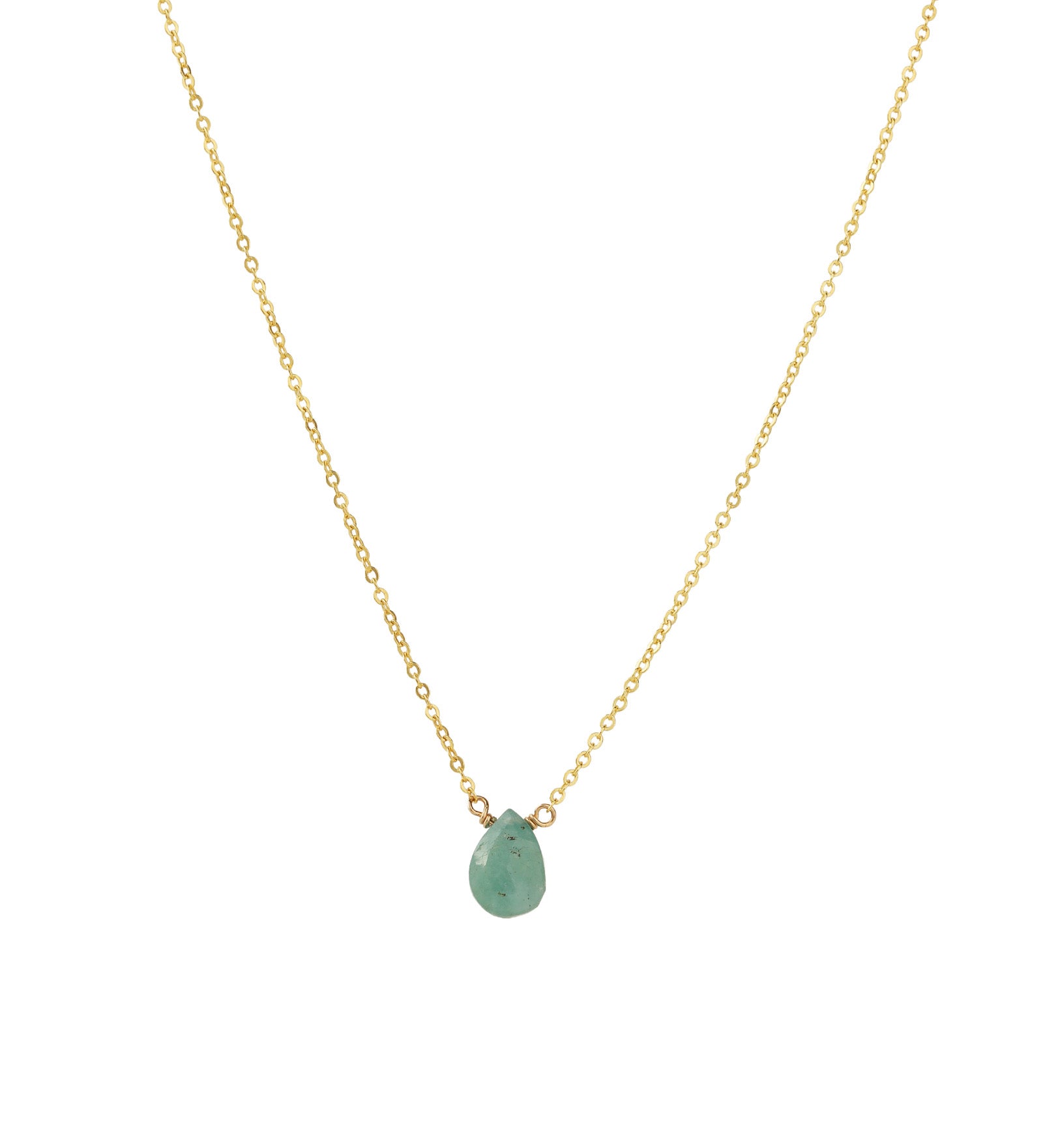 Blue Grandidierite Pear Cable Chain Necklace 14k Gold Filled, Blue Grandidierite