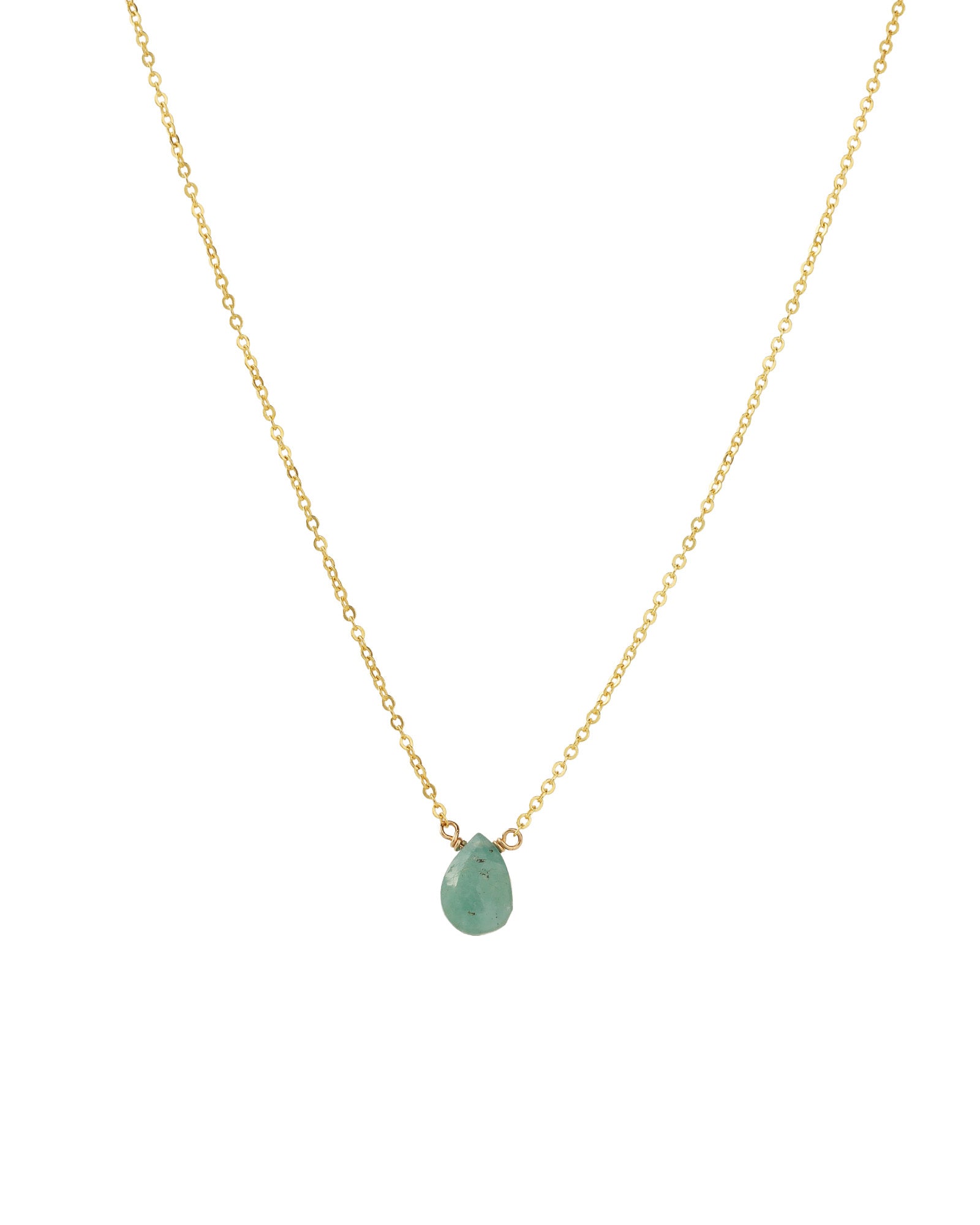 Blue Grandidierite Pear Cable Chain Necklace 14k Gold Filled, Blue Grandidierite