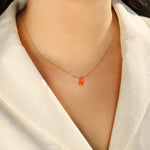Carnelian Pear Cable Chain Necklace 14k Gold Filled, Carnelian