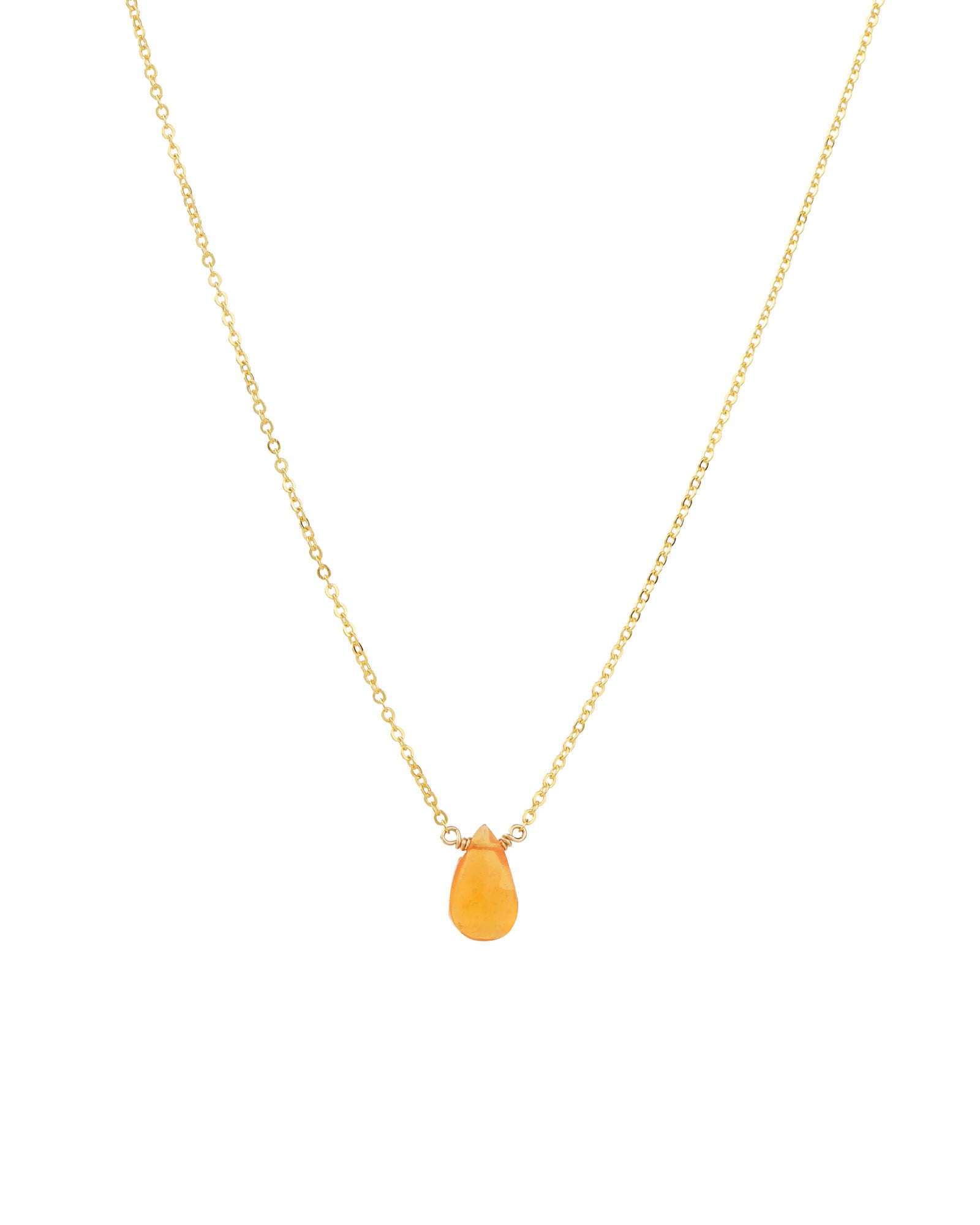 Carnelian Pear Cable Chain Necklace 14k Gold Filled, Carnelian
