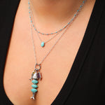 Stoned By Gem Jar-Turquoise Pear Cable Chain Necklace | 6mm-Necklaces-Blue Ruby Jewellery-Vancouver Canada