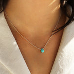 Turquoise Pear Cable Chain Necklace Sterling Silver, Turquoise