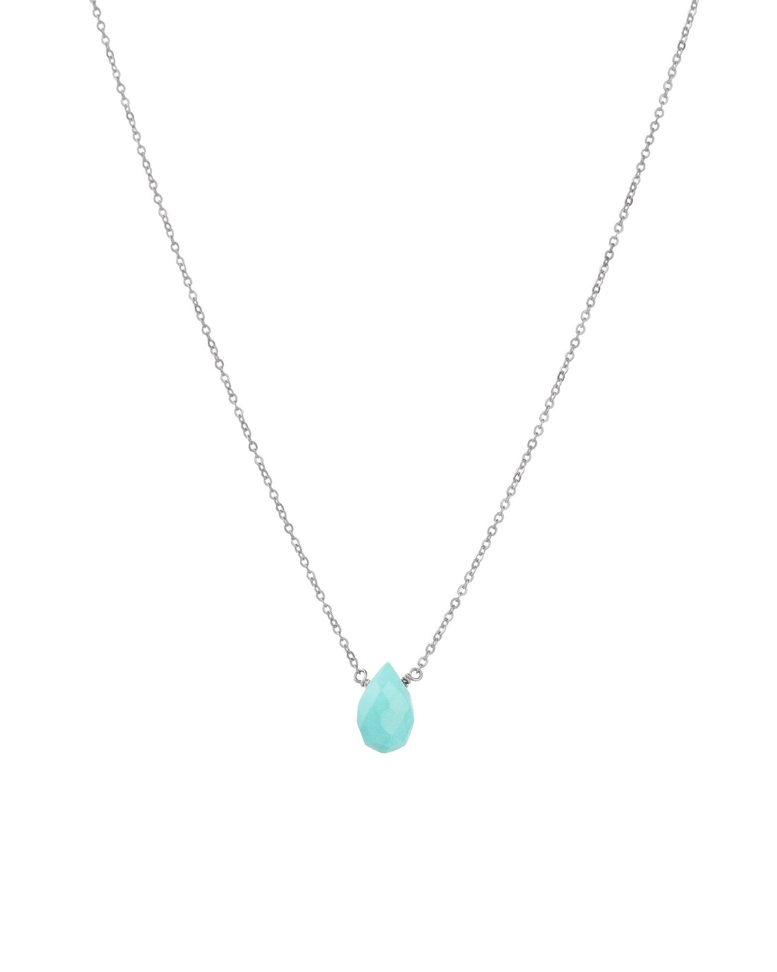 Turquoise Pear Cable Chain Necklace Sterling Silver, Turquoise