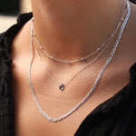 Stoned By Gem Jar-London Blue Topaz Pear Cable Chain Necklace | 6mm-Necklaces-Blue Ruby Jewellery-Vancouver Canada