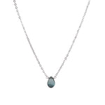 London Blue Topaz Pear Cable Chain Necklace Sterling Silver, London Blue Topaz