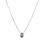 London Blue Topaz Pear Cable Chain Necklace Sterling Silver, London Blue Topaz