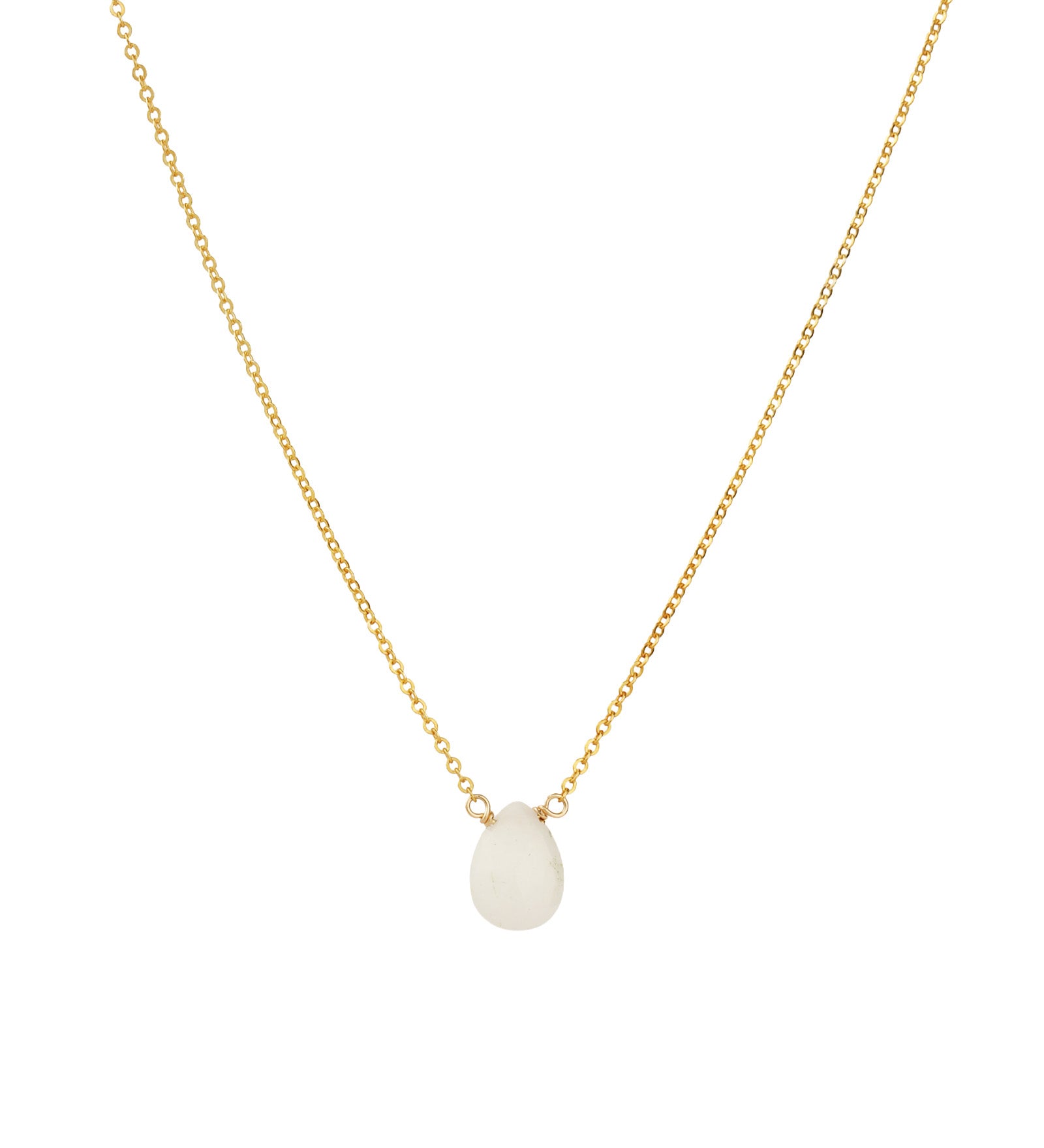 White Topaz Pear Cable Chain Necklace 14k Gold Filled, White Topaz