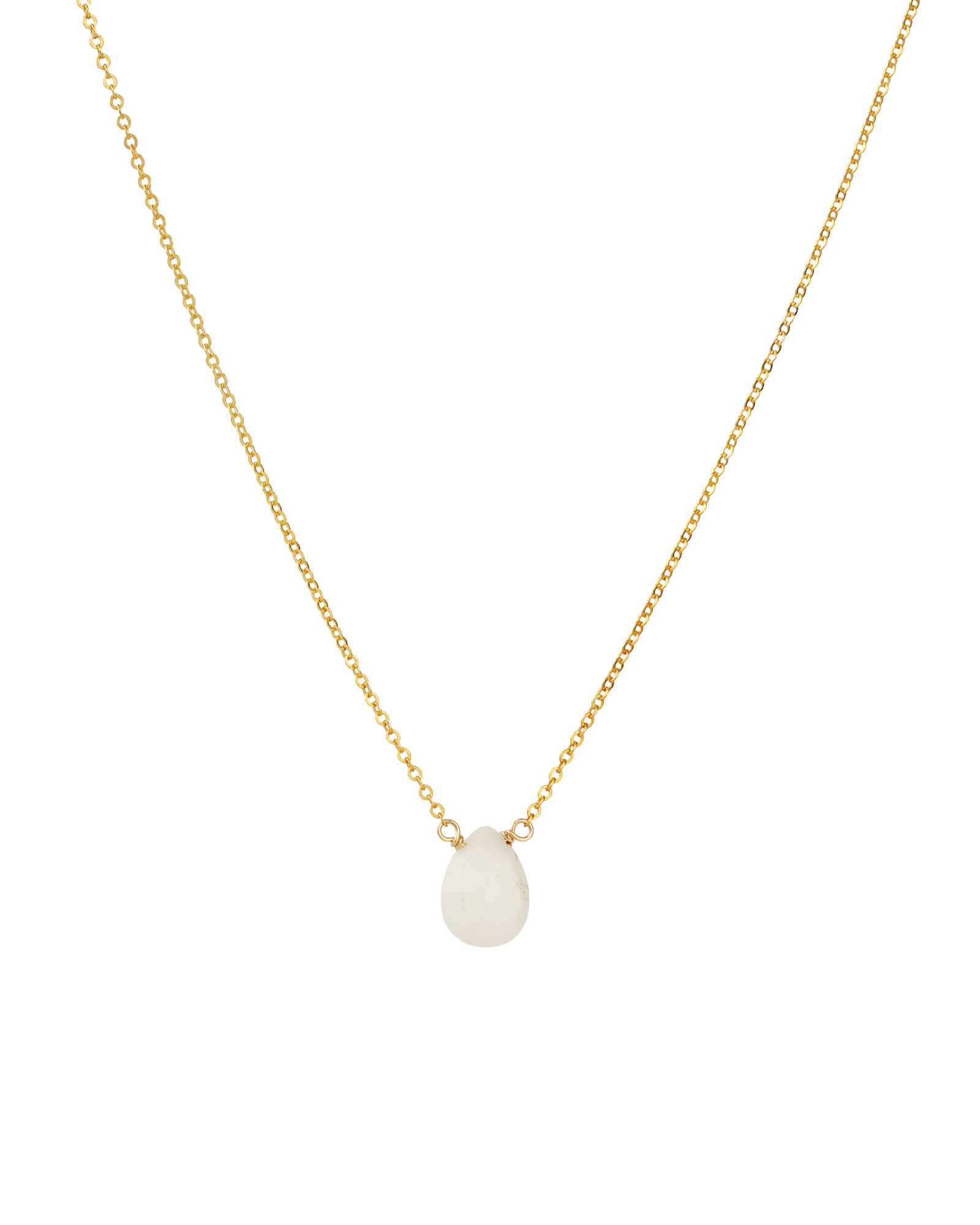 White Topaz Pear Cable Chain Necklace 14k Gold Filled, White Topaz