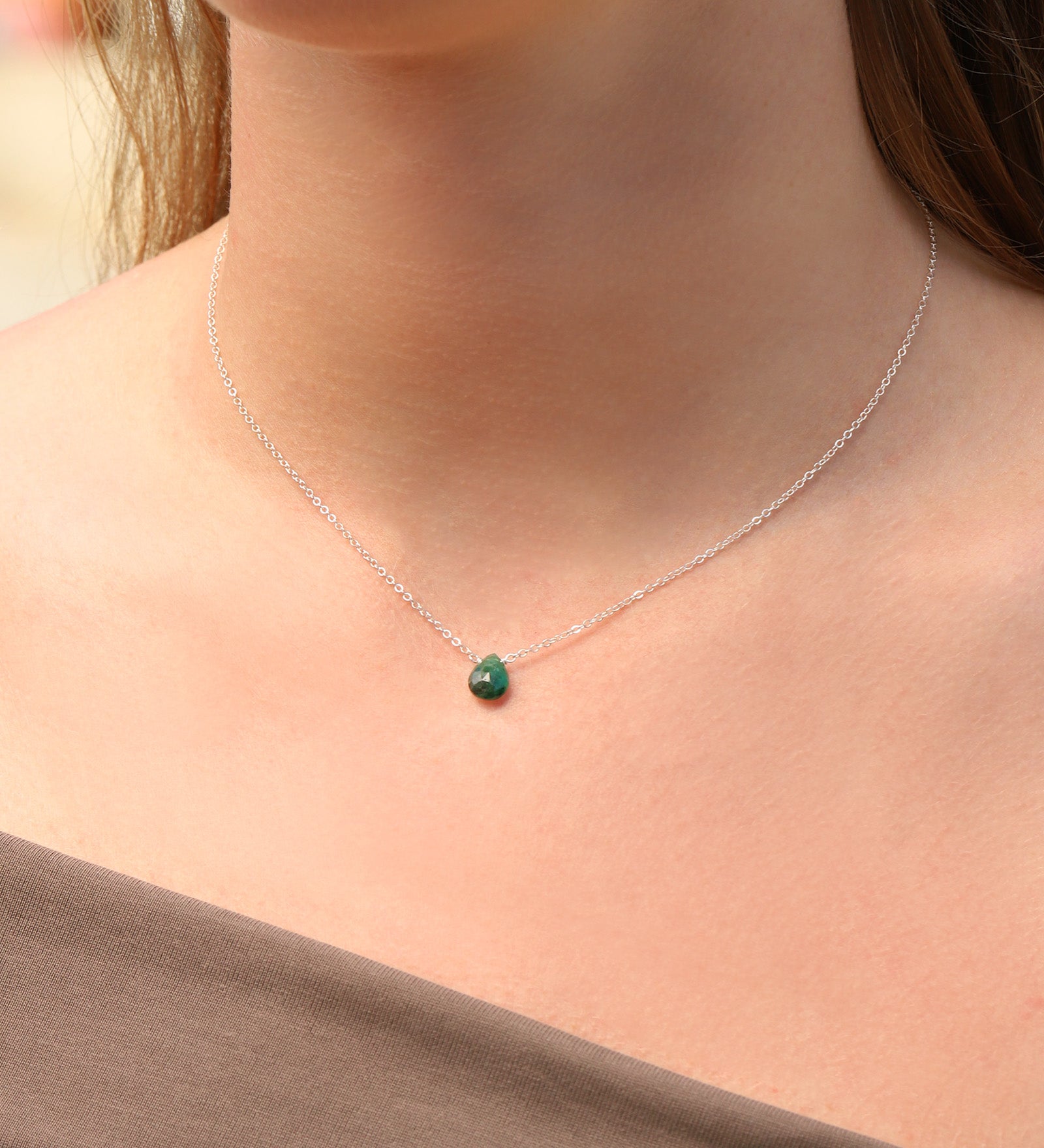 Stoned By Gem Jar-Green Apatite Pear Cable Chain Necklace | 8mm-Necklaces-Blue Ruby Jewellery-Vancouver Canada