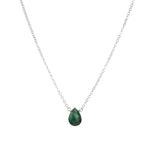 Green Apatite Pear Cable Chain Necklace Sterling Silver, Green Apatite