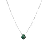 Green Apatite Pear Cable Chain Necklace Sterling Silver, Green Apatite