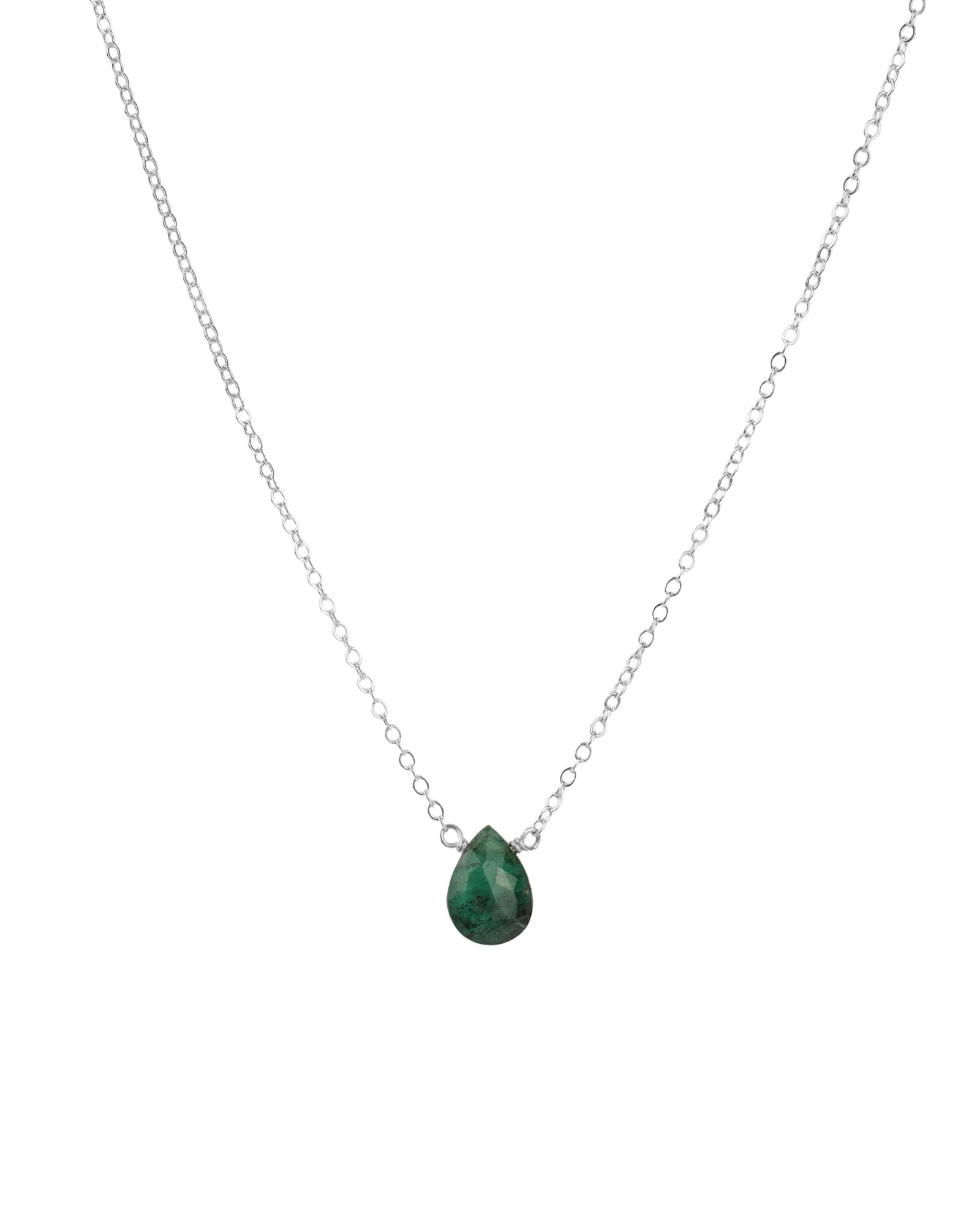 Green Apatite Pear Cable Chain Necklace Sterling Silver, Green Apatite