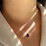 Blue Sapphire Pear Cable Chain Necklace Sterling Silver, Blue Sapphire