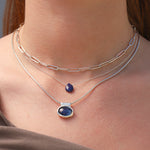 Stoned By Gem Jar-Blue Sapphire Pear Cable Chain Necklace | 8mm-Necklaces-Blue Ruby Jewellery-Vancouver Canada
