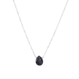 Blue Sapphire Pear Cable Chain Necklace Sterling Silver, Blue Sapphire