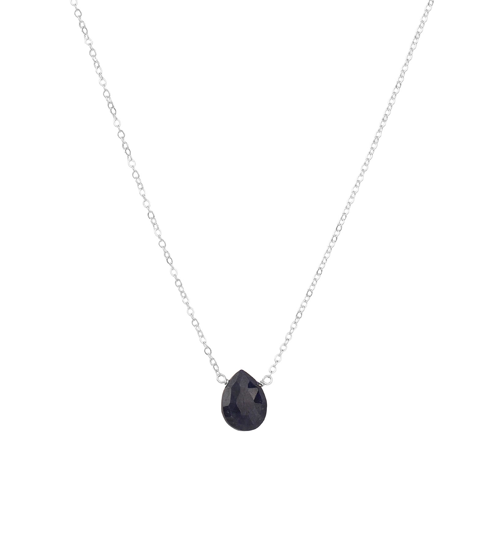 Blue Sapphire Pear Cable Chain Necklace Sterling Silver, Blue Sapphire