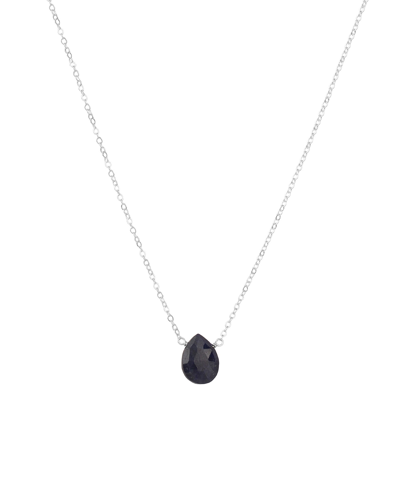 Blue Sapphire Pear Cable Chain Necklace Sterling Silver, Blue Sapphire