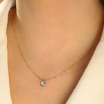 Mystic Blue Topaz Pear Cable Chain Necklace 14k Gold Filled, Mystic Blue Topaz