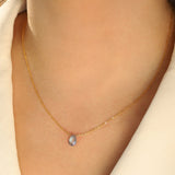 Mystic Blue Topaz Pear Cable Chain Necklace 14k Gold Filled, Mystic Blue Topaz