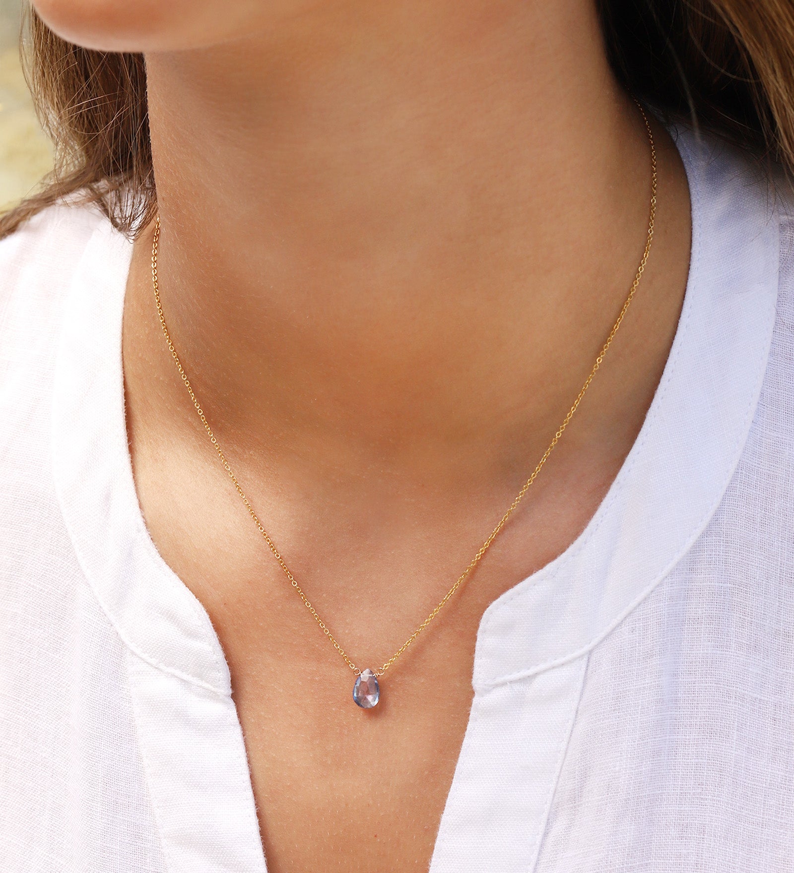 Stoned By Gem Jar-Mystic Blue Topaz Pear Cable Chain Necklace | 8mm-Necklaces-Blue Ruby Jewellery-Vancouver Canada