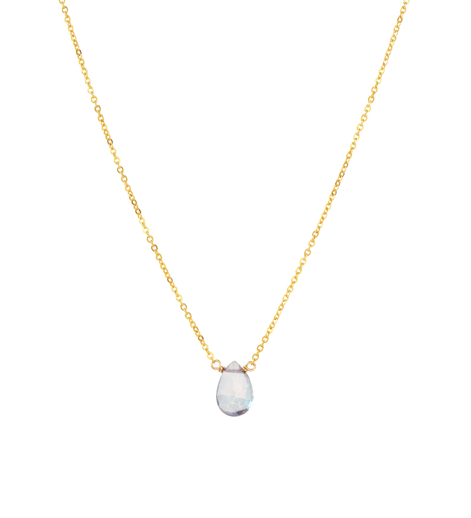 Mystic Blue Topaz Pear Cable Chain Necklace 14k Gold Filled, Mystic Blue Topaz