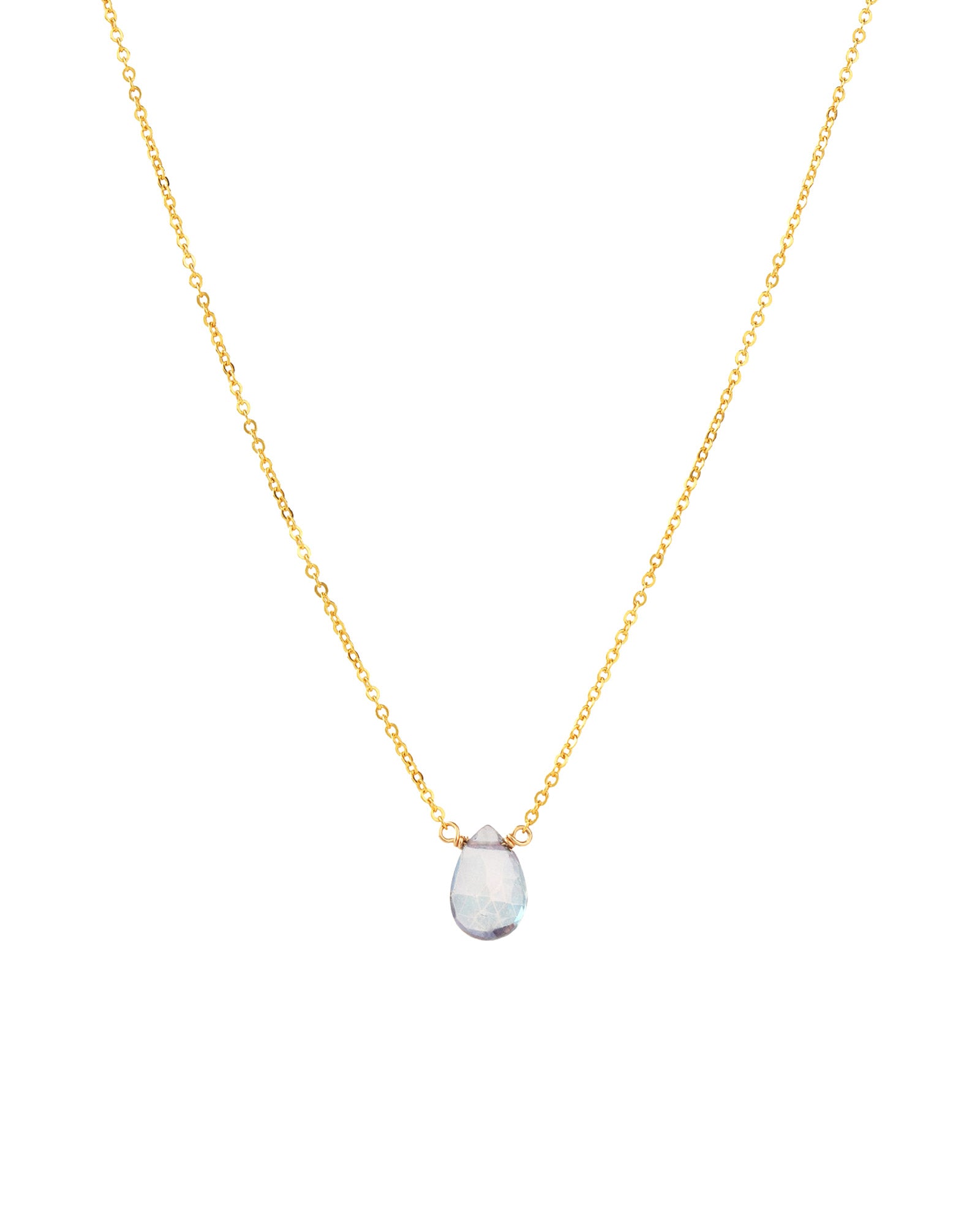 Mystic Blue Topaz Pear Cable Chain Necklace 14k Gold Filled, Mystic Blue Topaz