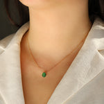 Green Quartz Pear Cable Chain Necklace 14k Gold Filled, Green Quartz