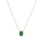 Green Quartz Pear Cable Chain Necklace 14k Gold Filled, Green Quartz