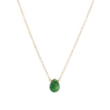 Green Quartz Pear Cable Chain Necklace 14k Gold Filled, Green Quartz