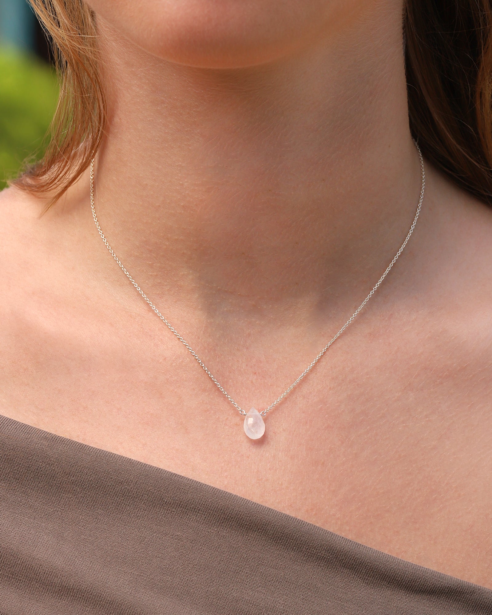 Stoned By Gem Jar-Rainbow Moonstone Pear Cable Chain Necklace | 8mm-Necklaces-Blue Ruby Jewellery-Vancouver Canada