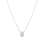 Rainbow Moonstone Pear Cable Chain Necklace Sterling Silver, Rainbow Moonstone