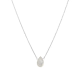 Rainbow Moonstone Pear Cable Chain Necklace Sterling Silver, Rainbow Moonstone