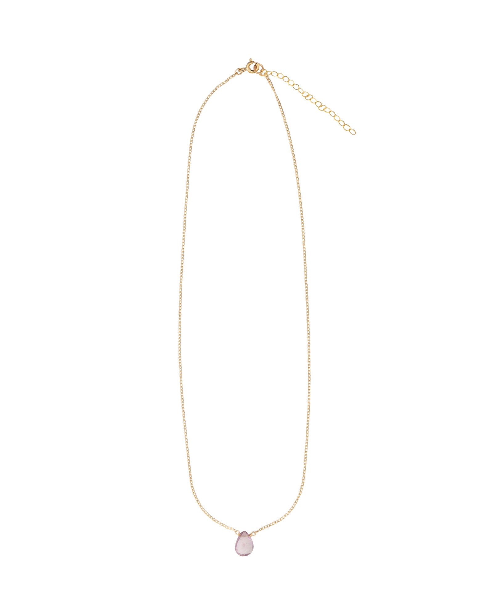 Amethyst Pear Cable Chain Necklace 14k Gold Filled, Amethyst