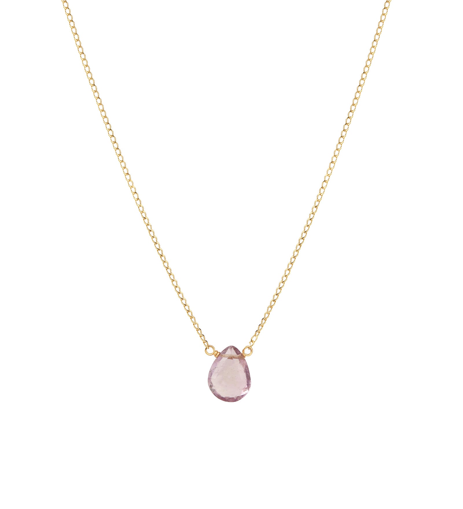 Amethyst Pear Cable Chain Necklace 14k Gold Filled, Amethyst