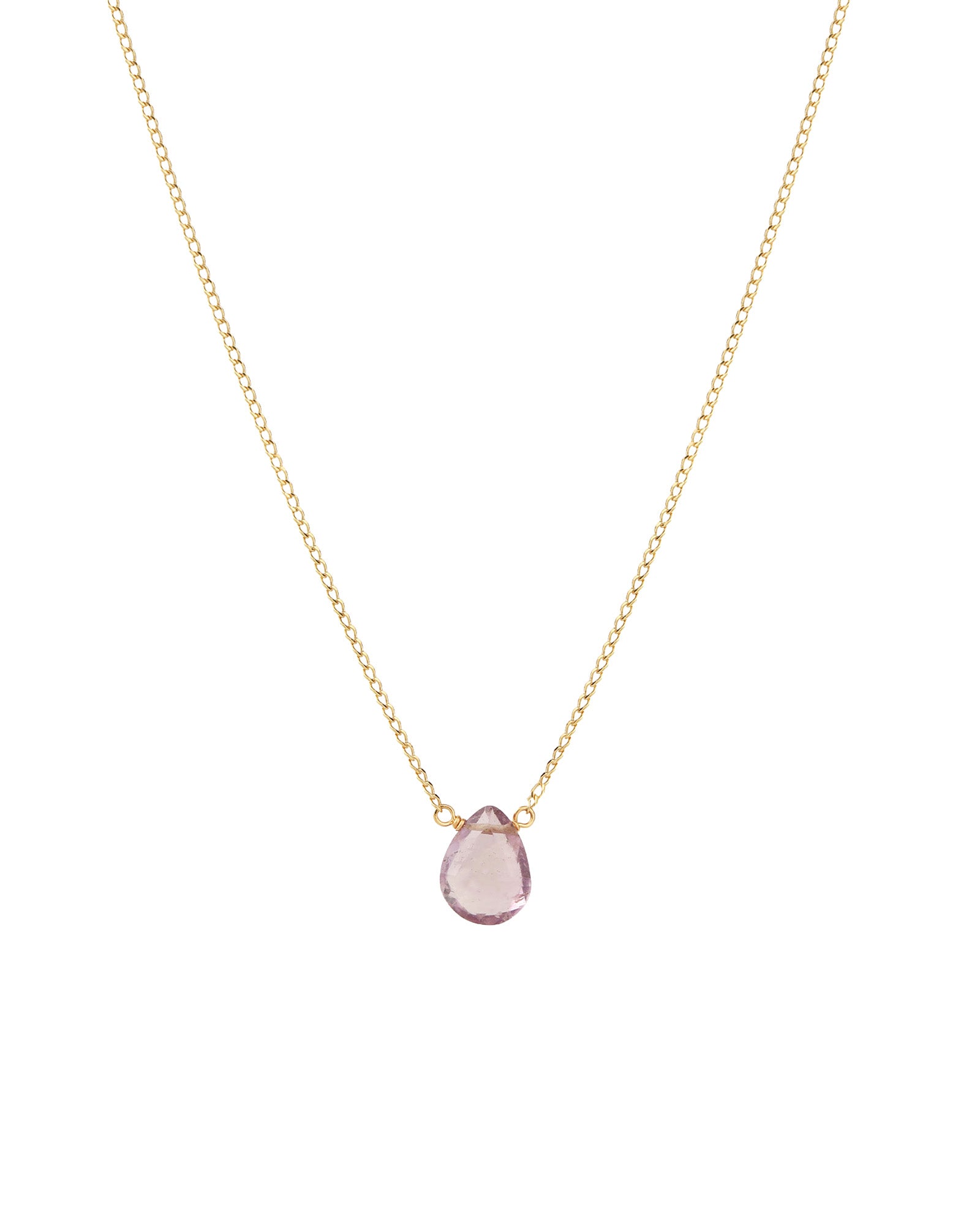 Amethyst Pear Cable Chain Necklace 14k Gold Filled, Amethyst