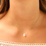 Stoned By Gem Jar-Rainbow Moonstone Pear Cable Chain Necklace | 8mm-Necklaces-Blue Ruby Jewellery-Vancouver Canada