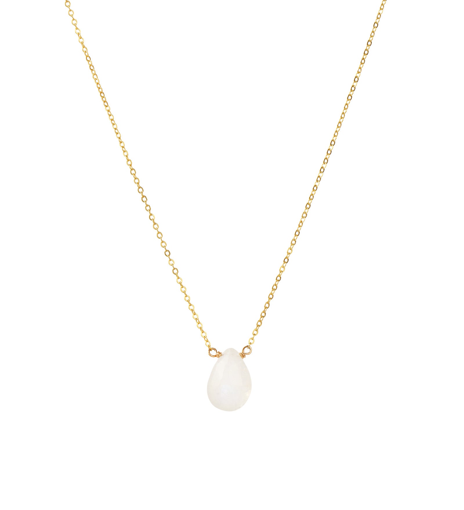 Rainbow Moonstone Pear Cable Chain Necklace 14k Gold Filled, Rainbow Moonstone