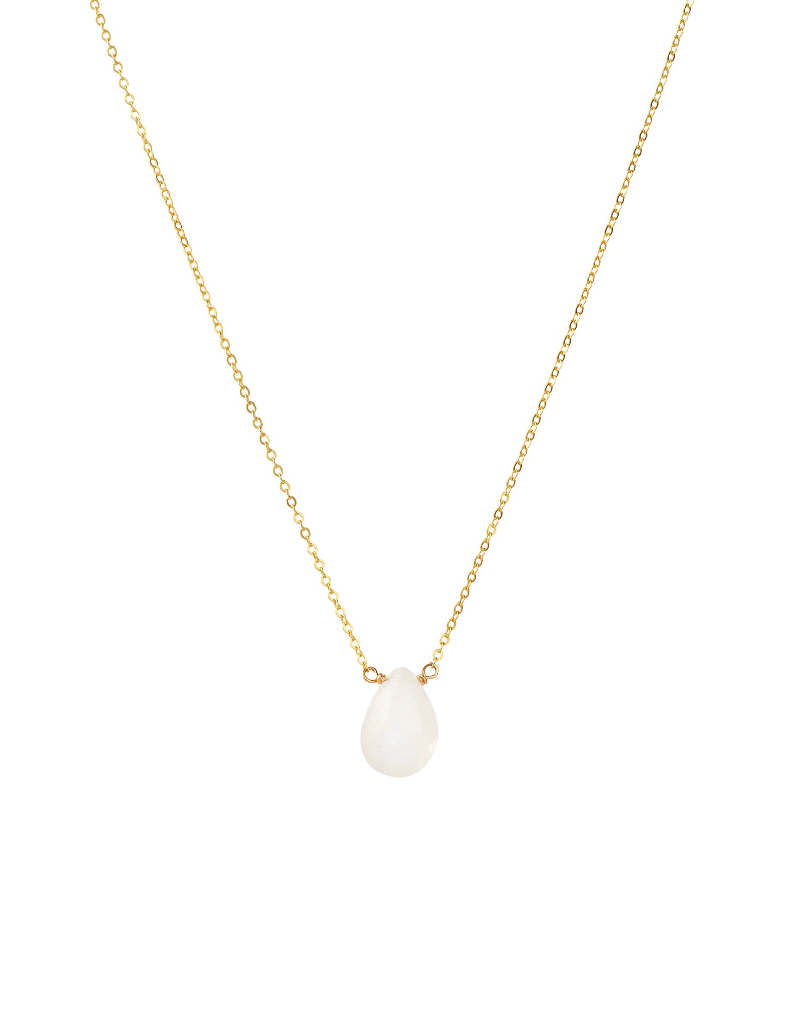 Rainbow Moonstone Pear Cable Chain Necklace 14k Gold Filled, Rainbow Moonstone