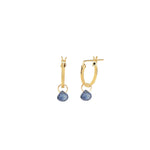 Blue Kyanite Heart Floating Drop Huggies | 12mm 14k Gold Filled, Blue Kyanite