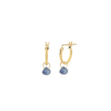 Blue Kyanite Heart Floating Drop Huggies | 12mm 14k Gold Filled, Blue Kyanite