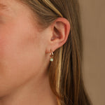 Opal Heart Floating Drop Huggies | 12mm 14k Gold Filled, Opal