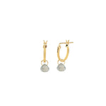 Sky Blue Topaz Heart Floating Drop Huggies | 14mm 14k Gold Filled, Sky Blue Topaz