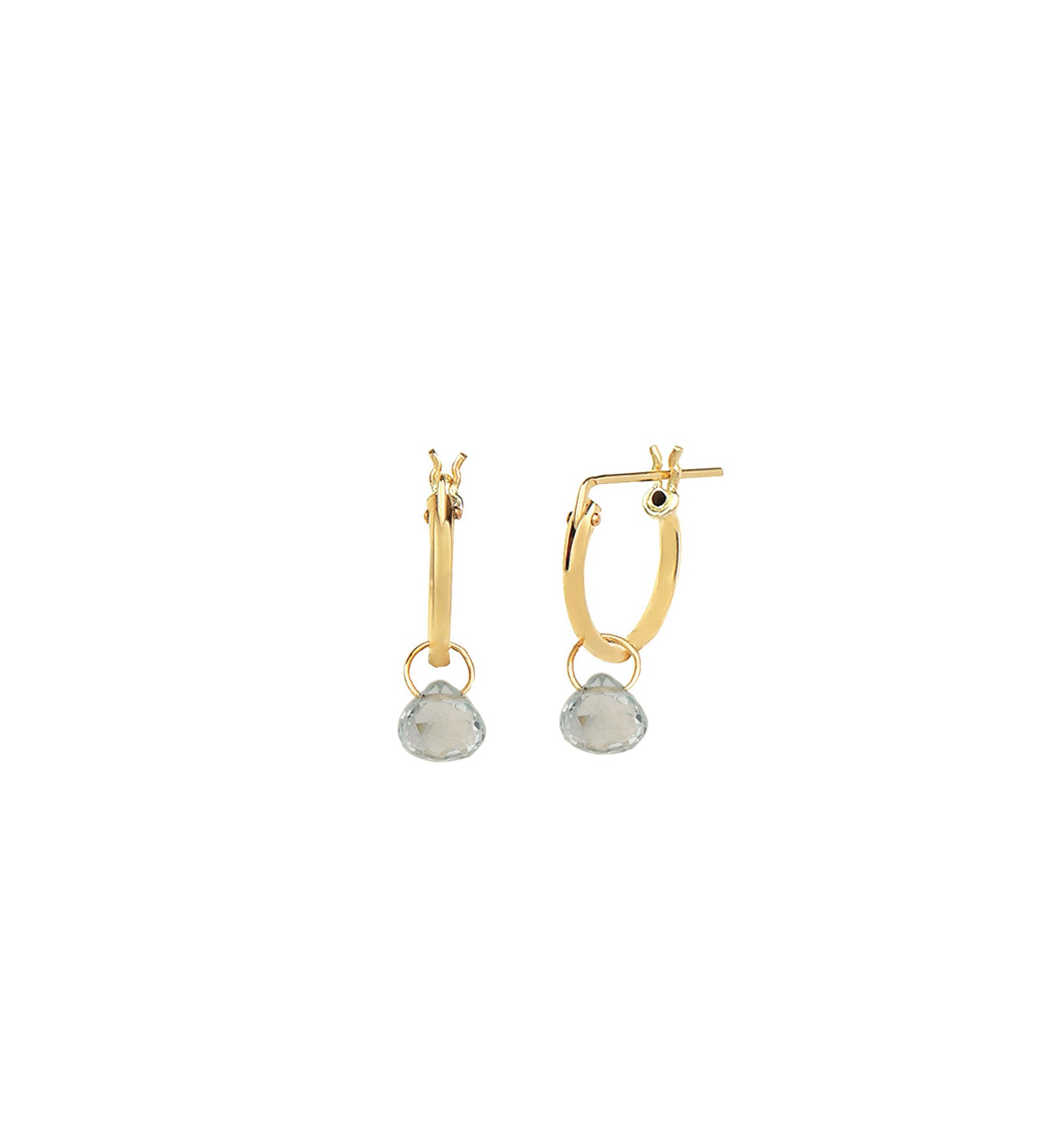 Sky Blue Topaz Heart Floating Drop Huggies | 14mm 14k Gold Filled, Sky Blue Topaz