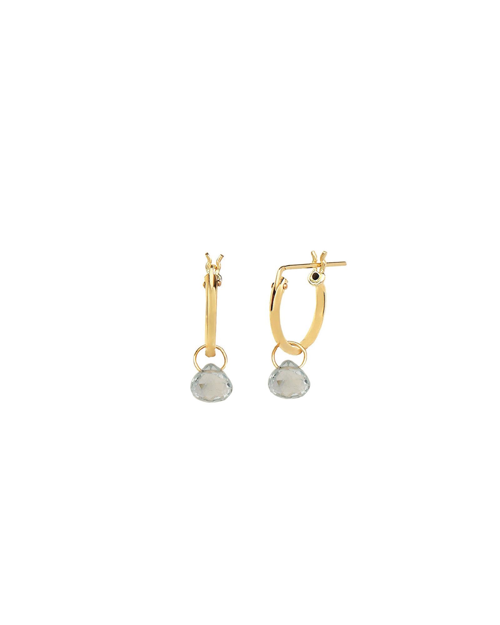 Sky Blue Topaz Heart Floating Drop Huggies | 14mm 14k Gold Filled, Sky Blue Topaz