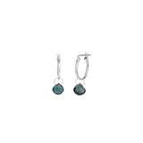 London Blue Topaz Heart Floating Drop Huggies | 14mm