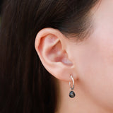 London Blue Topaz Heart Floating Drop Huggies | 14mm