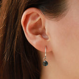 London Blue Topaz Heart Floating Drop Huggies | 14mm