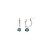 London Blue Topaz Heart Floating Drop Huggies | 14mm