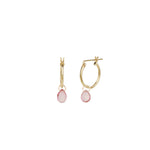 Pink Topaz Heart Floating Pear Huggies | 14mm 14k Gold Filled, Pink Topaz